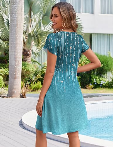 Image of Zeagoo Womens Summer A-Line Dress with Pockets Mini Short Sleeve Dresses Flowy Beach Swing Dress 2026 Vacation Travel
