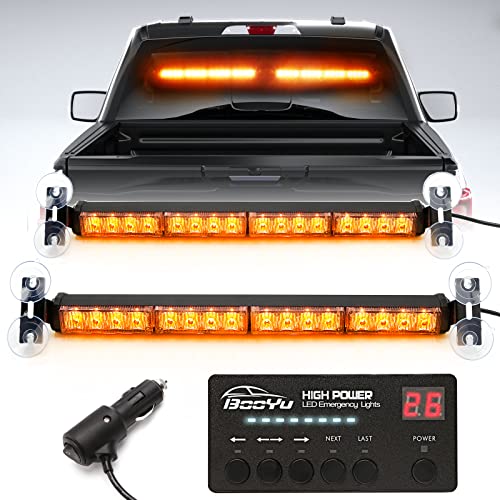 BooYu 2 in 1 Traffic Advisor Light Bar w/Digital Display Controller Windshield LED Emergency Strobe...