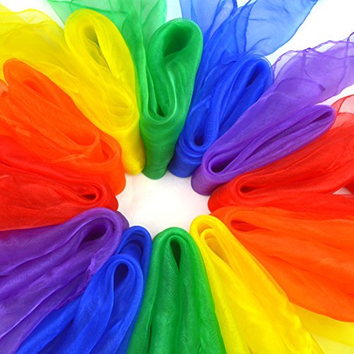 Jmkcoz 24Pcs Square Juggling Silk Dance Scarves Magic Tricks Performance Props Accessories Movement Scarves 24 By 24 Inches 6 Colors #TOP1