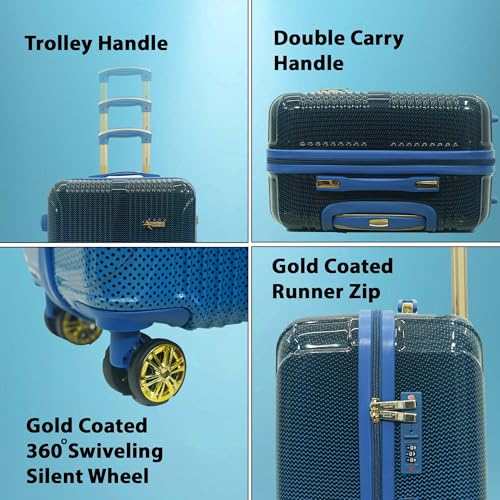 Image of AMERICAN TRAVELLER Flyambere Trolley Bag | Premium Polycarbonate | Durable Hard Shell Luggage | Scratch-Resistant | Silent Spinner Wheels | Travel Suitcase (20, Matellic Blue Gradient)