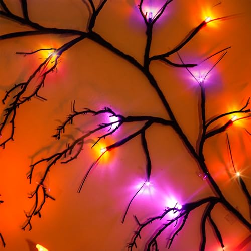 Guirnalda de luces de Halloween de sauce con luces LED moradas 4