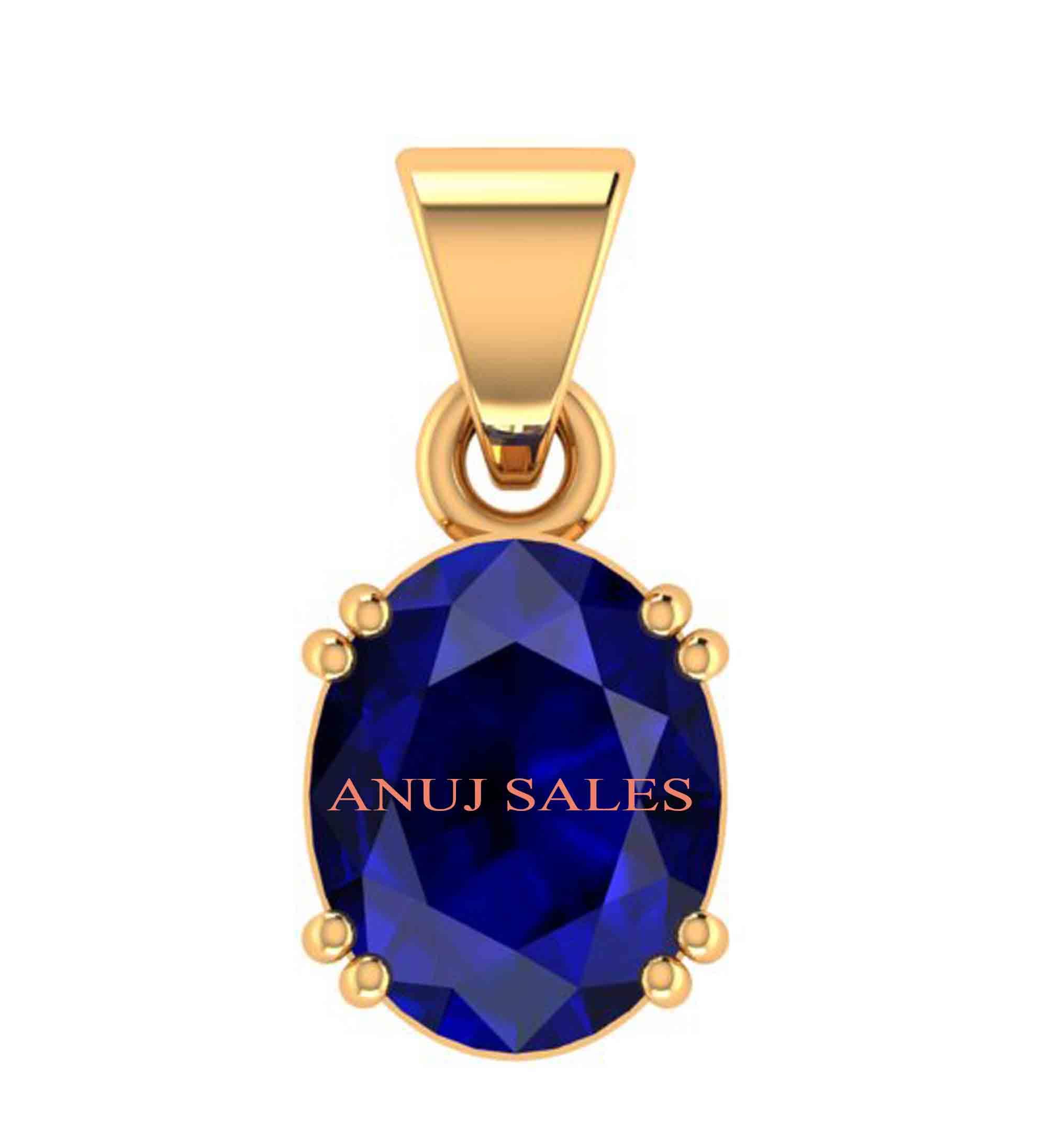 anuj sales 10.25 Ratti 9.25 Carat Blue Sapphire Pendant Nilam/Neelam Stone Gold Locket for Men and Women-picture-30