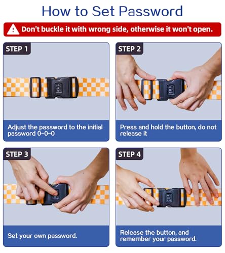 Image of Luggage Straps for Suitcases Travel Belt Luggage Band with Lock Heavy Duty Traveling Luggage Identifier Wave Cute Women Girls Unique Accesory Personalized