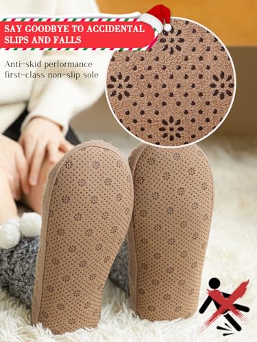 Image of Vihir Cozy and Warm Slipper Socks with Suede Non-Slip Sole For Women,And Stylish Indoor House Shoes