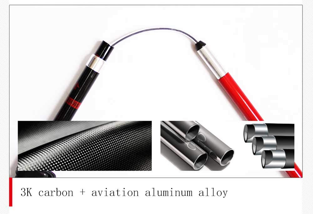 Kije trekkingowe ultralekka konstrukcja z kombinacją węglowo-aluminium, łatwe w obsłudze w ciągu jednej sekundy, wbudowane połączenie liny drucianej, z torbą do przenoszenia, czarne