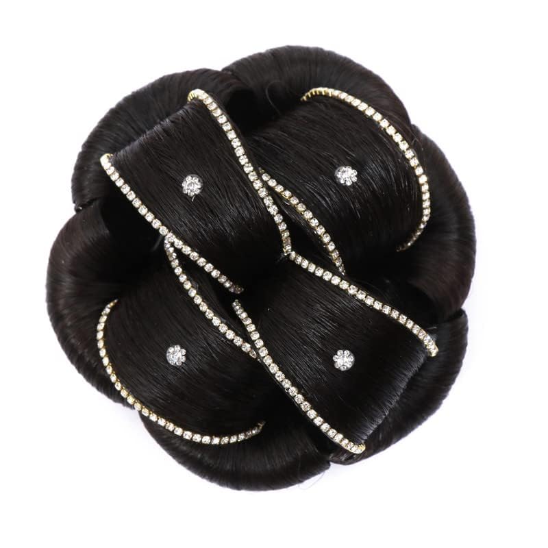 Hair Extension Juda For Girls And Women Artificial Crystal Juda Bun Natural Brown pack of 1