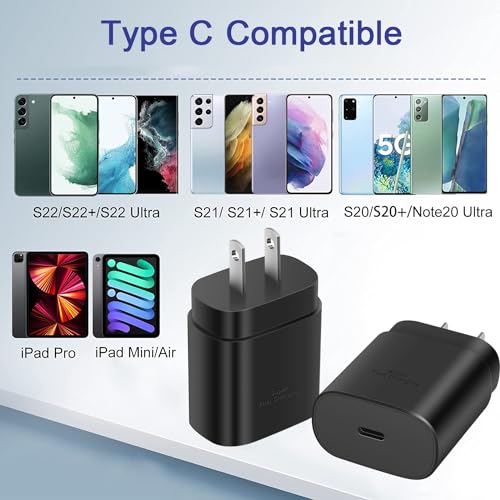 USB C Wall Charger, 25W Super Fast Charger Type C Charger Block for Samsung Galaxy S23/S23 Ultra/S23+/S22/S22 Ultra/S22+/S21/S20/Note 20/Note 10//10 Plus,Z Fold 3 5G/Flip 4/3 - Thumbnail 2