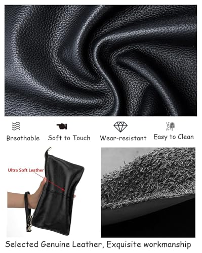 Image of YALUXE Genuine Leather Wristlet Handbags Purses Cell Phone Pocket Clutch Wallet Crossbody Bags for Women