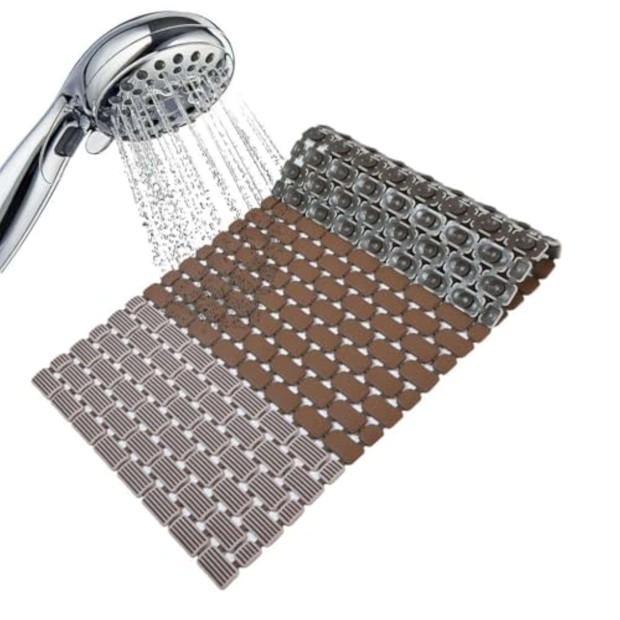 Non-Slip Plastic Bath Mat with Suction Cups and Drain Holes