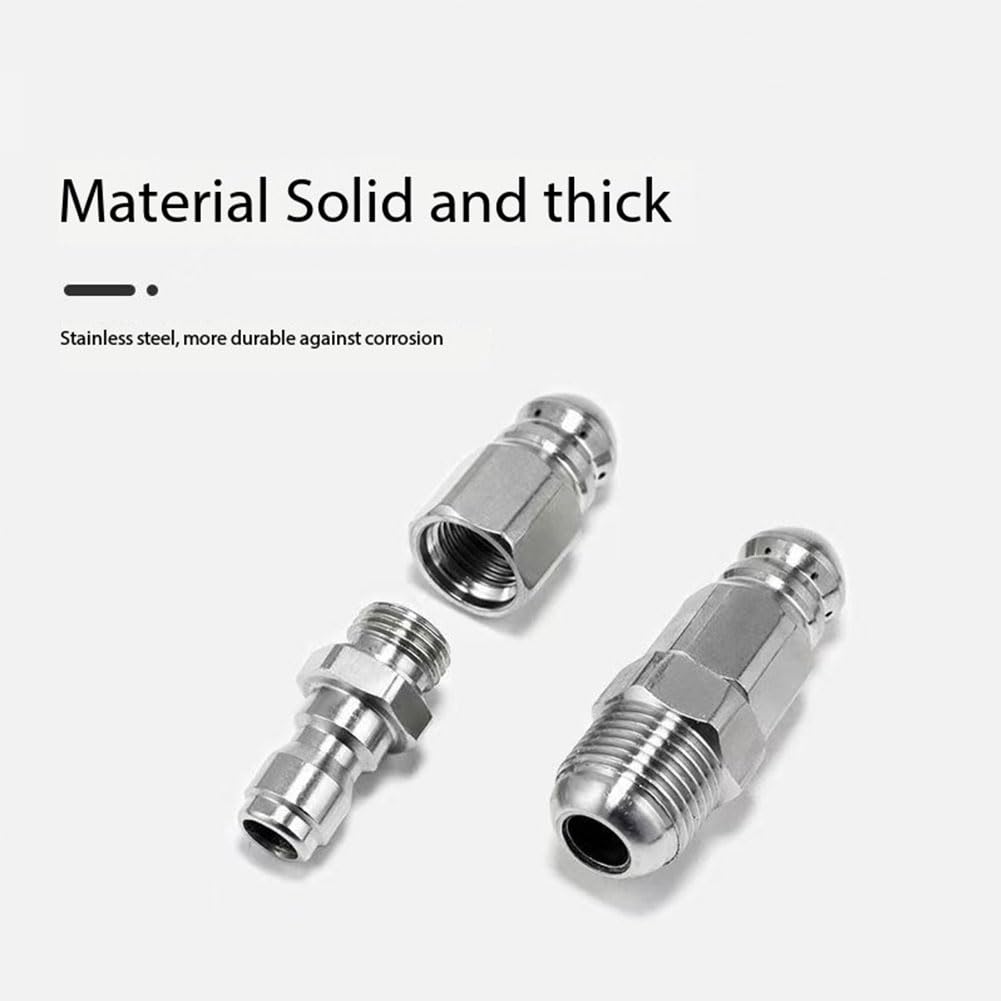 Ugelli per idropulitrici, ugelli a innesto rapido, Ugello for getto for fognatura in acciaio inossidabile ad alta pressione, 1/2/5 pezzi(1 Hole in Front/3 Holes in Back M22mm*14mm,5pcs)