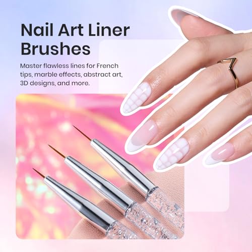 Image of Beetles Nail Art Brushes 31pcs with Case - Confetti Nail Art Pens Daul Ended Dotting Tools Striping Liner Brushes for 3D Flower Sculpting Tools Palette Holder DIY Home Salon Manicure Design Set