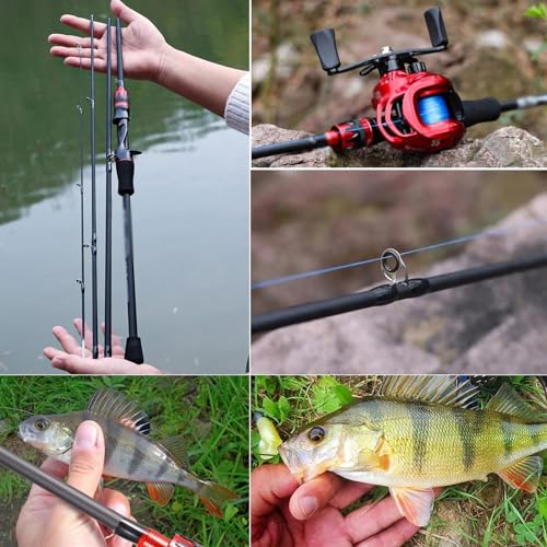 Canne à pêche compacte gain de place 4 brins casting en carbone - 7