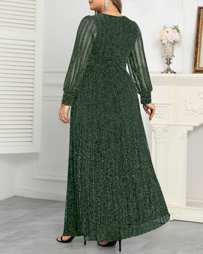 Image of Pinup Fashion Plus Size Formal Evening Glitter Prom Wedding Guest Dress | Silver thread straight knit, v-neck, empire waist, back zipper, a-line, maxi long, perfect for evening party, wedding guest