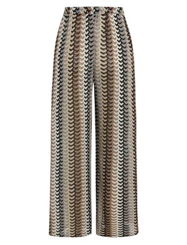 Image of ZAFUL Womens Beach Cover Up Pants Sexy Crochet Drawstring Elastic Boho Swimsuit Cover Up Long Pants Beach Wear