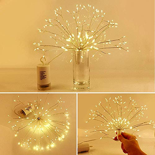 Kjoy 4Pcs Firework Lights Led Hanging Starburst Lights Copper Wire Led Lights, Battery Operated Fairy String Lights With Remote, 8 Modes Dimmable Light For Party, Christmas, Outdoor #TOP4