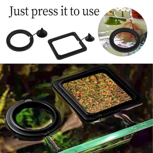 2 PCS Futterring Aquarium, Schwarzer Aquarium Futterring Fisch Fütterung Ringe Fisch Aquariums Fütterer Schwimmend Futter Fütterung Kreis Mit Saugnapf Verhindern, DASS Wasser Turbulenzen Lebensmittel