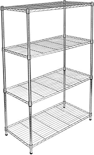 YSSOA Heavy Duty 4-Shelf Shelving Unit, 35" D x 18" W x 61" H, 4 Tier Chrome