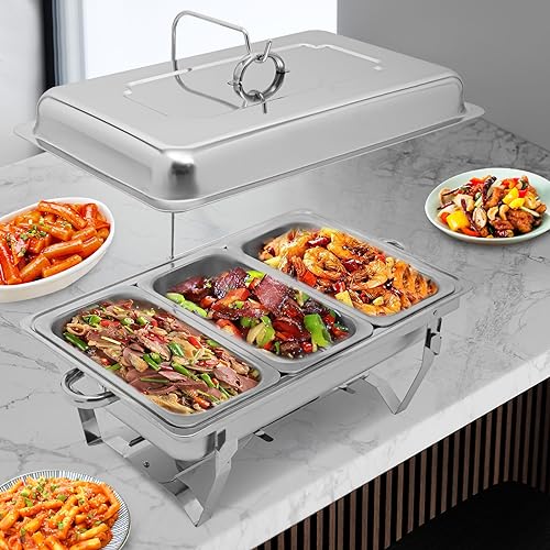 DSYOGX Chauffe-plat en acier inoxydable de 9 l - Récipient chauffant pour buffet, restauration, fête, buffet, fête