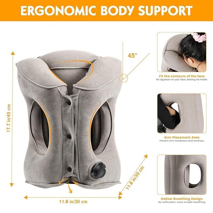 CloudBliss Inflatable Travel Neck Pillow for Airplane – Ergonomic Support to Relieve Neck & Shoulder Pain | Portable, Quick-Inflate & Deflate | Ideal for Airplane, Car, Office & Home Use