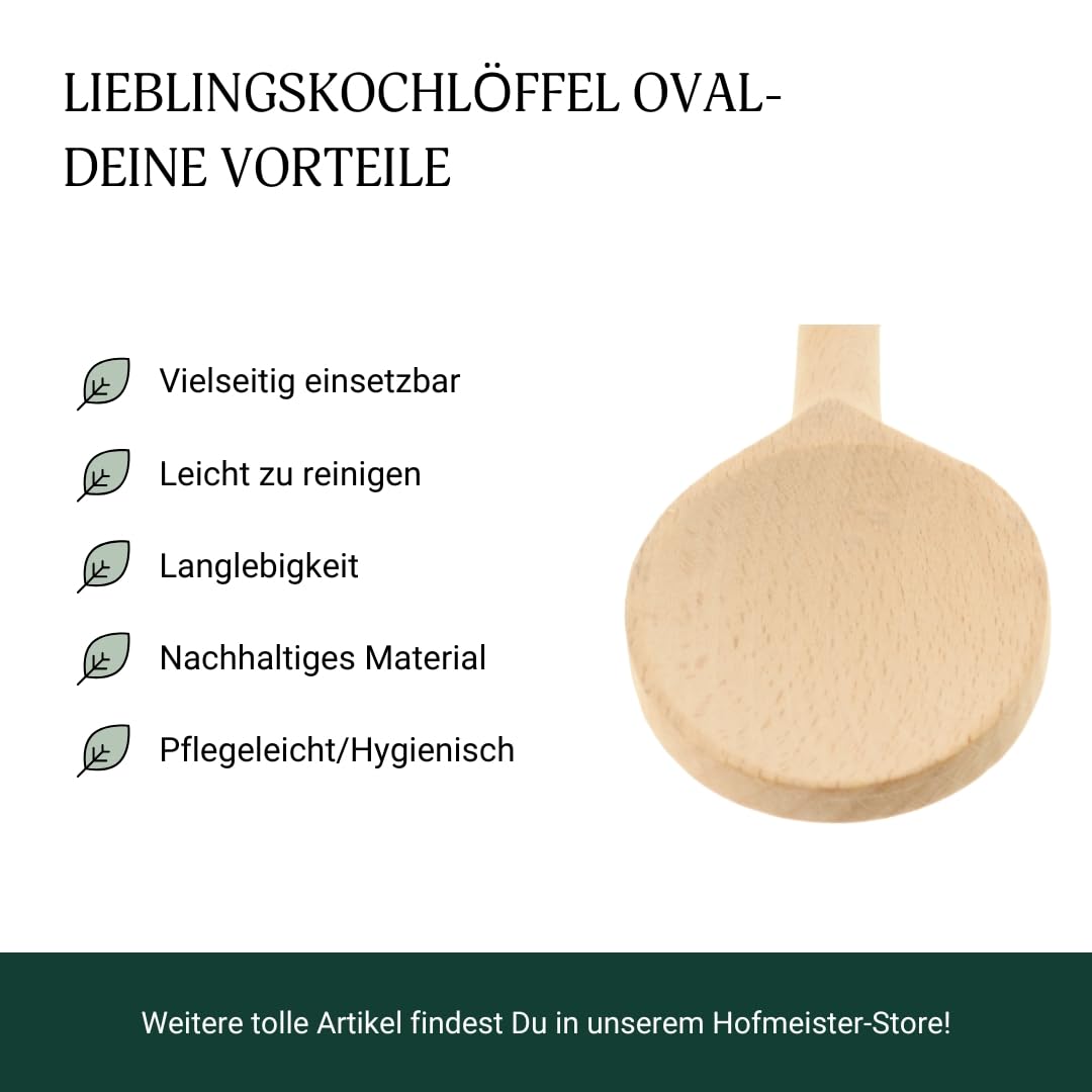 5x HOFMEISTER® Großer Holz-Kochlöffel, 80 cm, großer Rührlöffel aus Buche mit ovalen Kopf