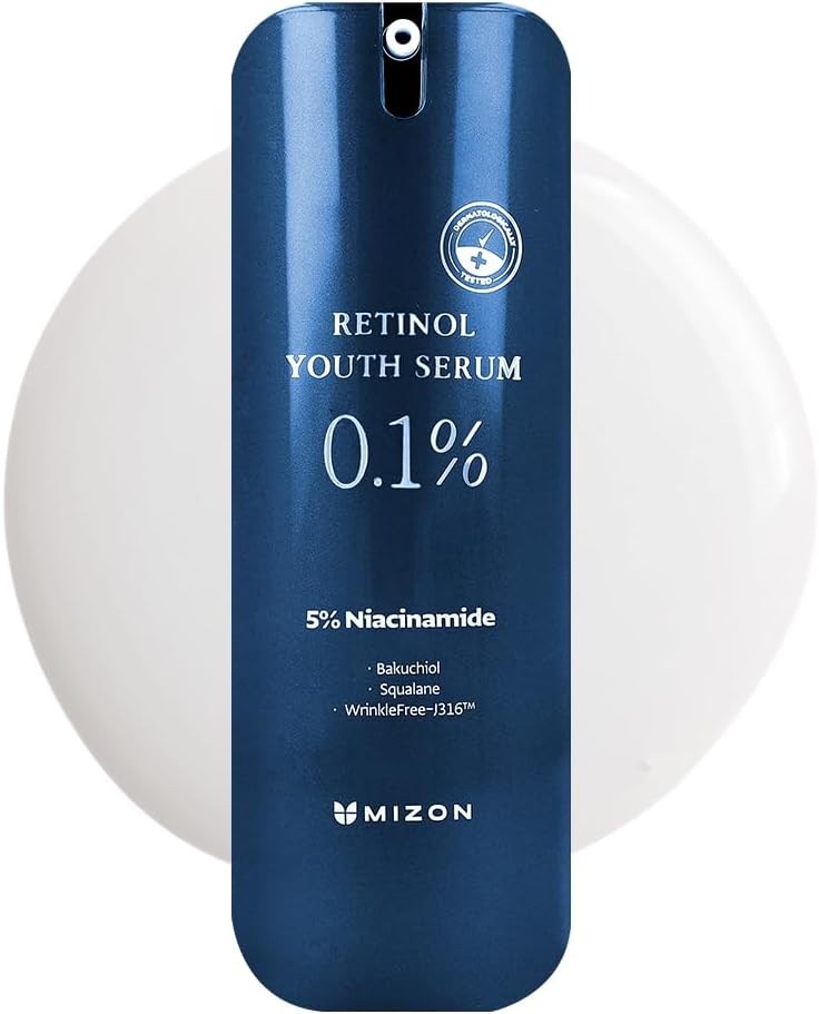 Retinol Youth (0.1% Retinol Serum) Fine Line Treatment Bakuchiol Peptides Niacinamide Youthful Skin Korean Skincare (0.1 oz)