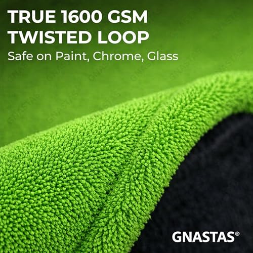 Image of Microfiber Cloth for Car, 1600 GSM, 40x60 cm, 1 Pc, Neon Green /Dark Grey | Twisted Loop Super Absorbent Drying Towel with Edgeless Design, Plush Pile & Lint-Free Detailing Cloth