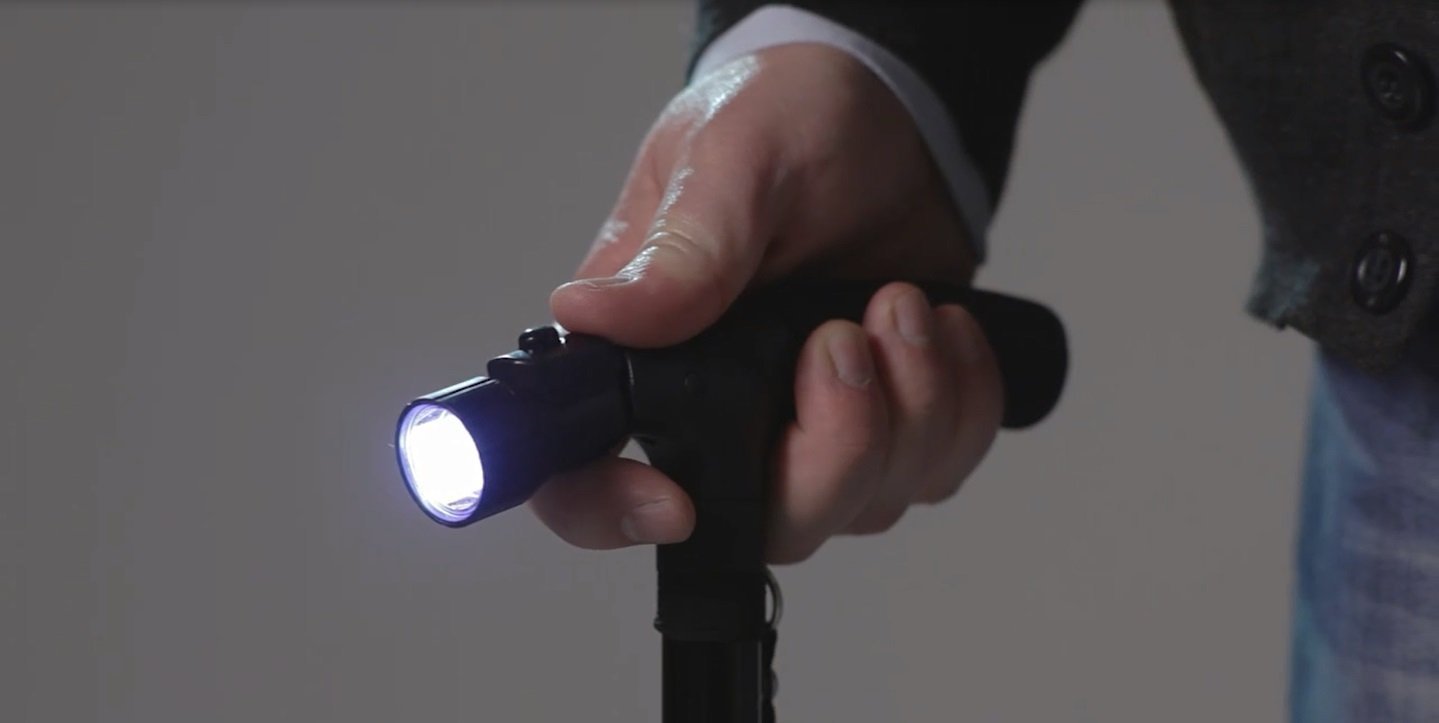 Ducomi Bastone da Passeggio Trusty Cane con Luce a LED Altezza Regolabile Pieghevole (Trusty)