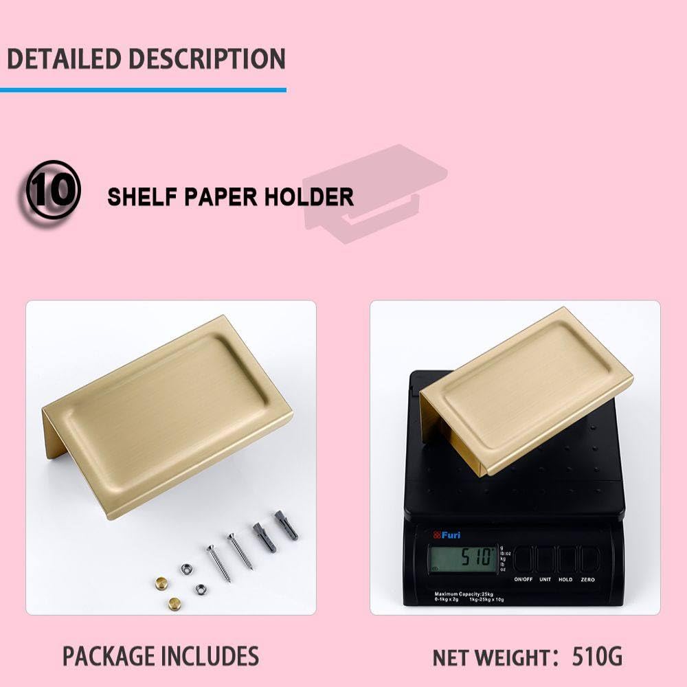 Juego de Accesorios de baño de Oro Cepillado, Soporte para Rollo de Papel higiénico para Montaje en Pared, toallero, Colgador de Bata, Kit de Accesorios de Acero Inoxidable, Placa de Soporte de p