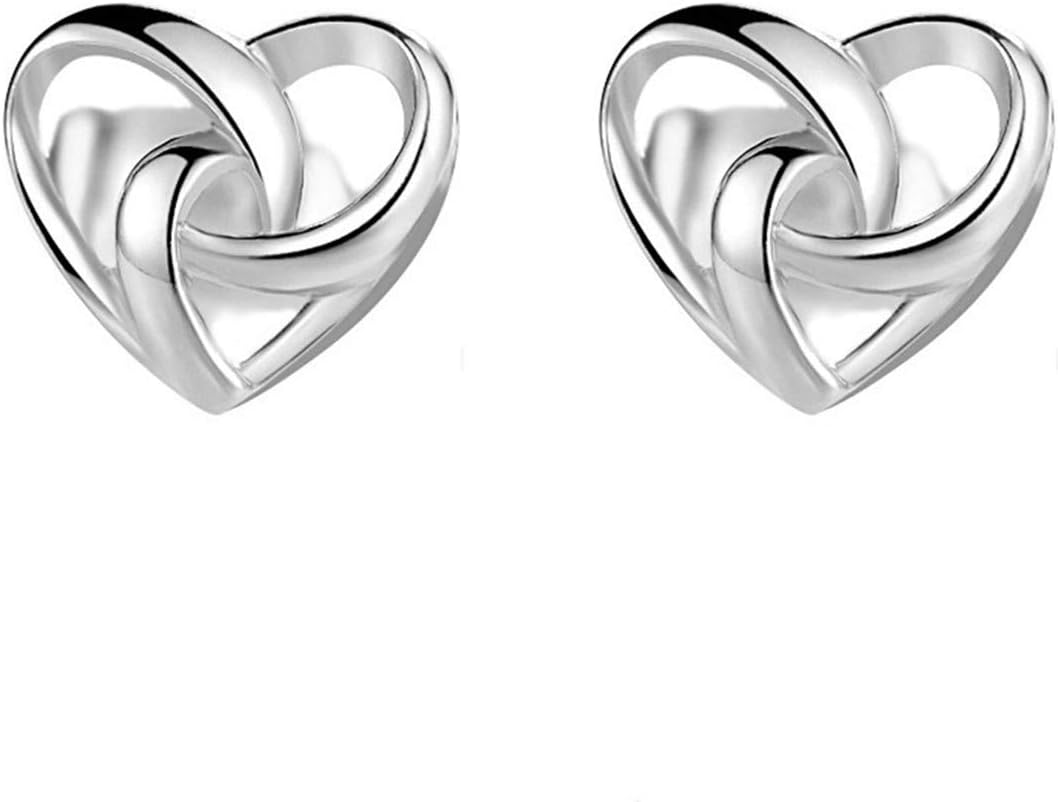 Simple Love Heart Shape Stud Earrings 925 Sterling Silver Prevent Allergy Earrings for Jewelry Gifts