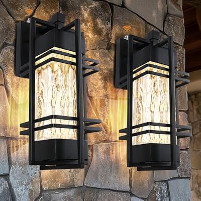 Dusk to Dawn Outdoor Front Porch Light Fixtures Wall Mount,2 Pack Sensor Exterior Lighting Fixtures for House, Waterproof Wall Sconce Lights, Outside Lantern Lamp for Garage, Doorway(Bulb Included)