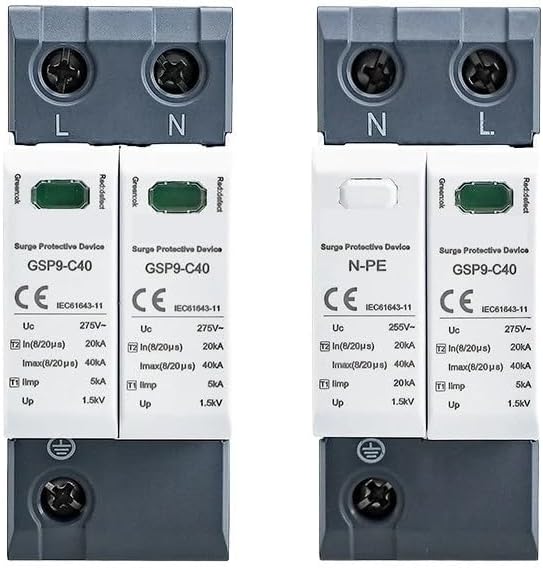GSP9 Power Surge Protective Device SPD Arrester 1/2/3/4 Pole Surge Voltage Protection 275V 385V 400V 440V 40KA(AC385V,2P)