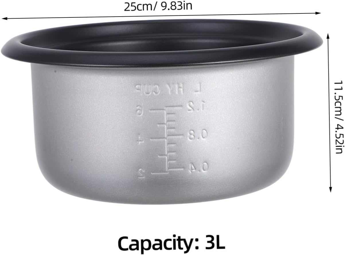 STOBAZA Rice Cooker Liner Rice Pot Instapot Accessory Griddle Grill Accessories Cooking Pot Inner Liner Small Pot Container for Rice Electric Cooker Accessories Alloy 3l Metal Supplies