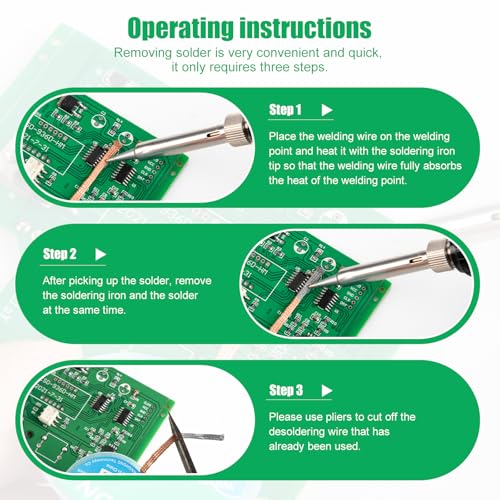 Image of Solder Wick Braid 10Ft Length Desoldering Wick Braid Remover Tool Solder Sucker 1 Piece No-Clean soldering Wick Wire Roll and Disassemble Electrical Components