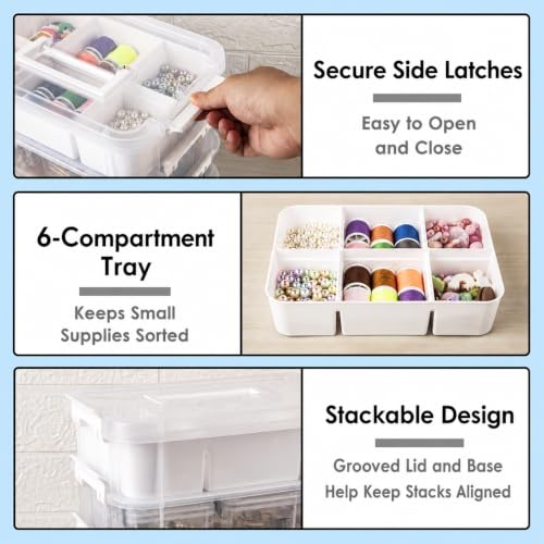 CraftGenes Craft Organizer, 4 Tier Storage Box with Removable Trays, White by CraftGenes - Used condition - Image 4