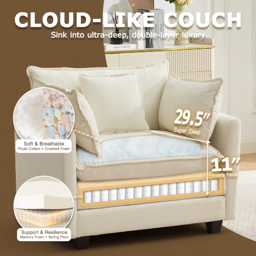 Image of 42 inch Modular Sectional Sofa, Cloud Couch Single-Seat Accent Chair