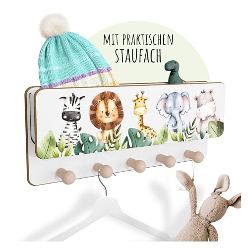 Holzura Kindergarderobe Holz mit Ablage – Wandgarderobe Kinder...