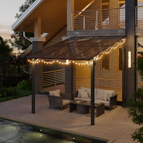 Shintenchi 8 x 10FT Wall-Mounted Metal Gazebo Pergola,Outdoor Slo...