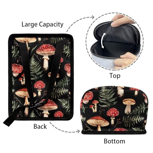Image of Car Accessories Back Seat Multipurpose Car Trash Can with Lid, Leak Proof Waterproof Hanging Car Garbage Can for Road Trip Travel, Mushroom Print