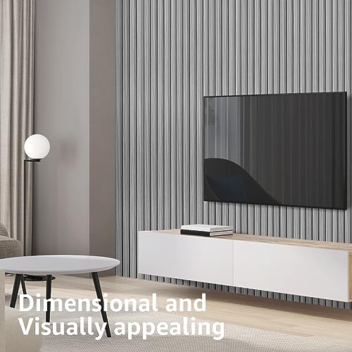 Image of Art3d 96 x 6 Inch WPC 3D Wood Textured Slat Wall Panels, 8-Pack, Gray Oak
