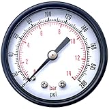 Uharbour Reliable Dual Scale Mechanical Pressure Gauge for Gas and Water (200psi/14bar) with 1/4