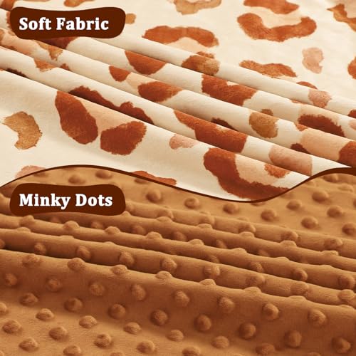 Image of GFU Baby Blanket for Boys and Girls, Soft Minky Infant Receiving Blanket with Dotted Backing Double Layer, Newborn Toddler Bed Blanket with Brown Leopard Print, 30 x 40 Inch