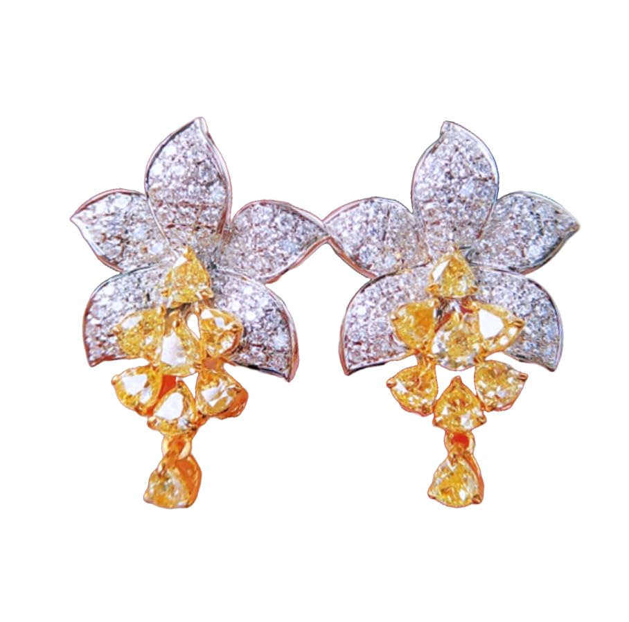 Sapphire Sunlight Symphony: Platino Petals Earrings