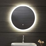 Aquamarin® LED Badspiegel - Rund 60/70/80 cm, Beschlagfrei, Dimmbar, Energiesparend, Bewegungsmelder, Touch, 3000-7000K, Modellwahl - Badezimmerspiegel, LED Spiegel, Lichtspiegel, Wandspiegel (Ø 60cm)