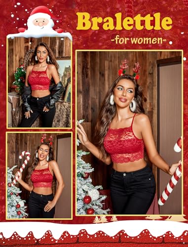 Image of Avidlove Lace Bralette for Women High Neck Camisoles Racerback Double-Layered Crop Top