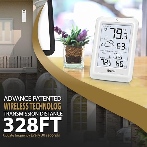 Indoor Outdoor Thermometer Wireless Weather Station, Temperature Humidity Monitor Battery Powered Inside Outside Thermometers with 330ft Range Remote Sensor and Backlight Display（WH01） - Thumbnail 2