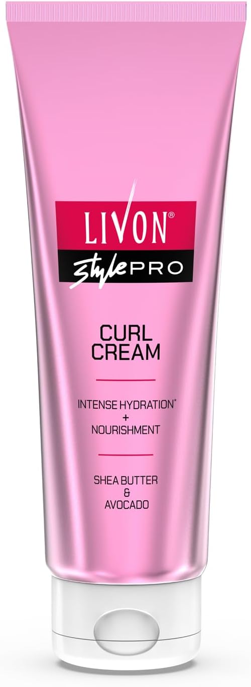 Livon Style Pro Curl Cream for curly, coily & wavy hair | | Curl defining cream for Intense Hydration & Nourishment | Leave in cream with Shea Butter & Avocado | 100ml