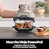 Ninja CRISPi Portable Air Fryer, 3.8L, 4-in-1: Air Fry, Roast, Keep Warm, Recrisp, Space Saving Compact Design, 2x Removable Glass Containers & Lids, 1700W, Stone FN101UKST