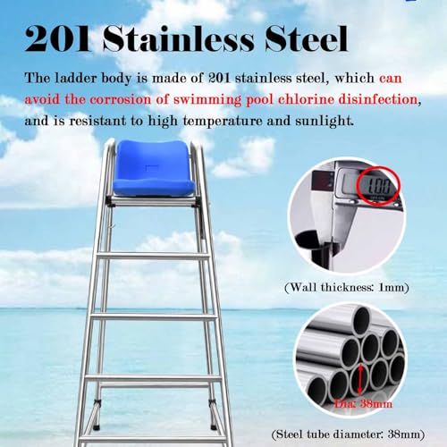 Silla de Rescate para Piscina 180cm Acero Inoxidable miniatura 6