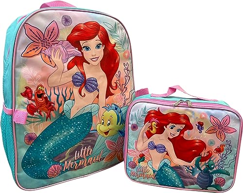 Ruz Group Kid's Licensed 16 Inch Backpack With Removable Lunch Box Set (Little Mermaid Aqua)3