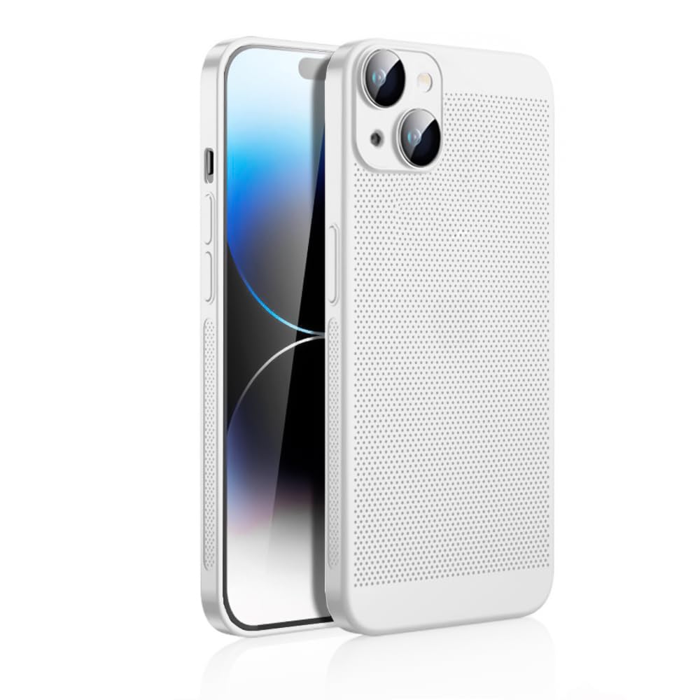 Dl3 Mobilak Case For iPhone 15 6.1-Inch Heat Dissipation Case with Built-in Camera Lens Protector Slim Fit Breathable Cooling Anti-Fingerprint Hard PC Back Shockproof Cover